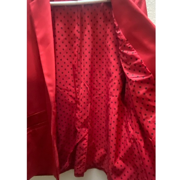 Chicos Red Polka Dot Lined Blazer Jacket Women Size 1/Med Business Casual - Picture 3 of 8